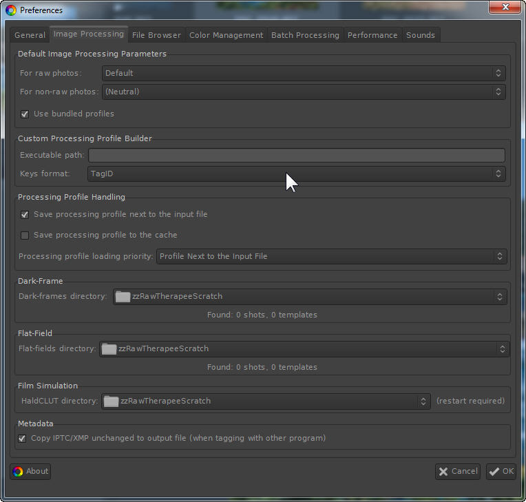 Preferences Image Processing.