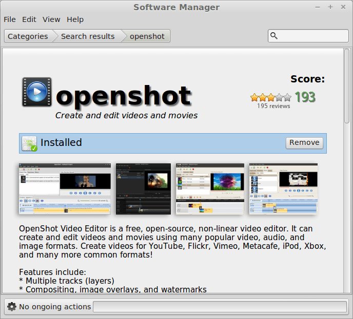 Openshot in the Software Manager
